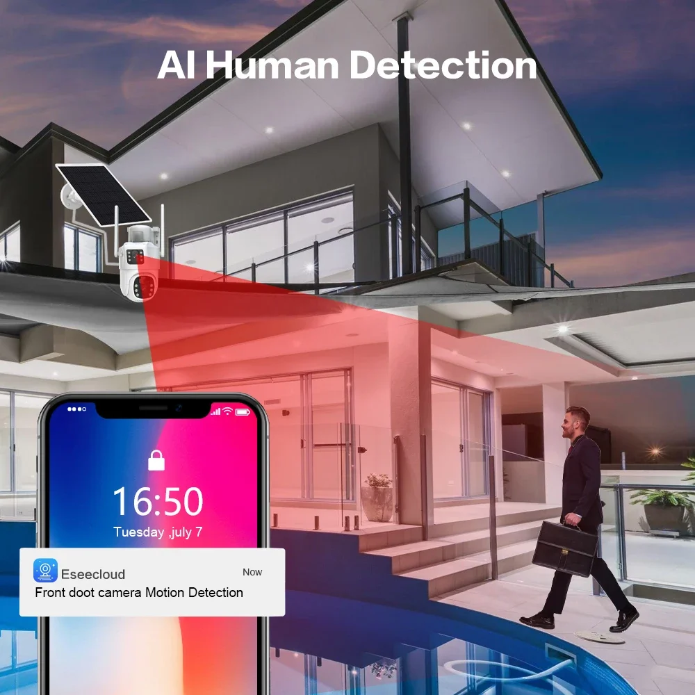4K 8MP Dual Lens Wifi Solar CC - Home Security Monitor ulasan dan harga