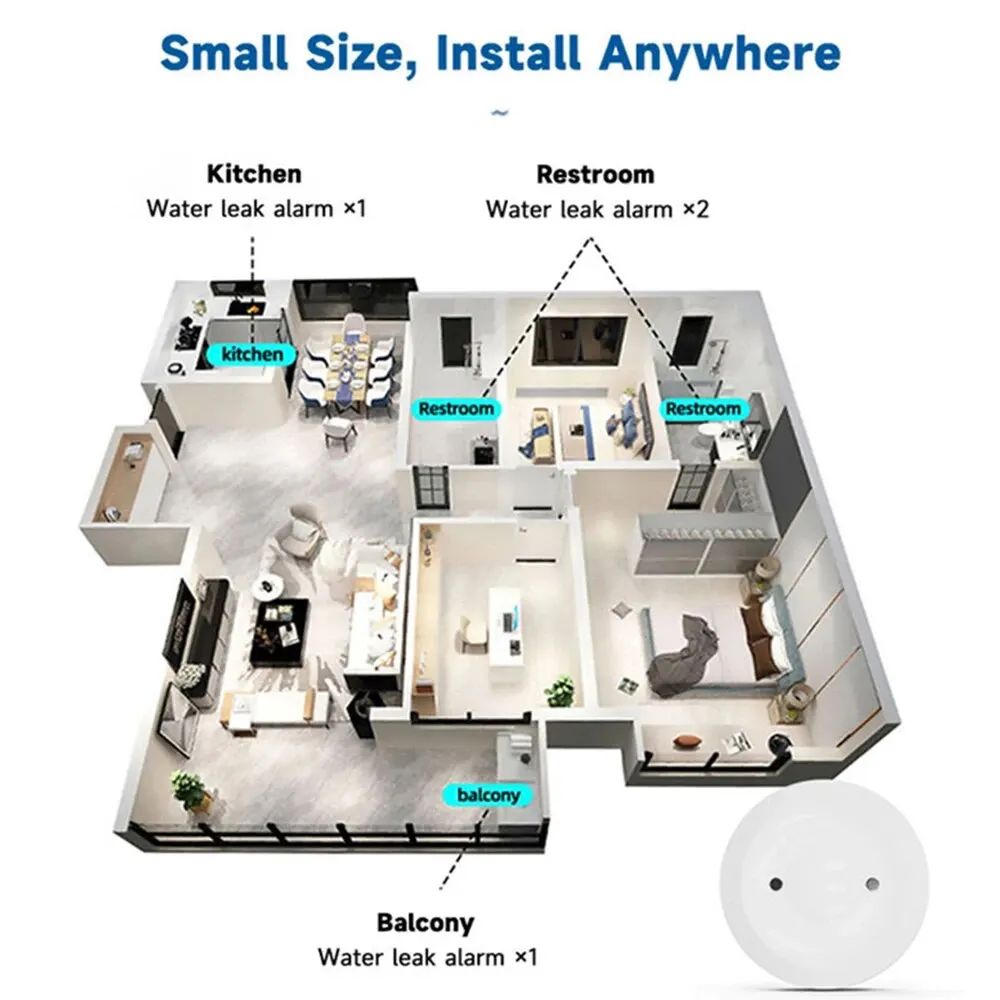 Zigbee3.0 Smart Water Leak Sen - Home Security Monitor ulasan dan harga