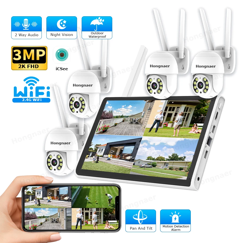 2026 Hongnaer 3MP 4 Channel Wi - Home Security With Camera ulasan dan harga