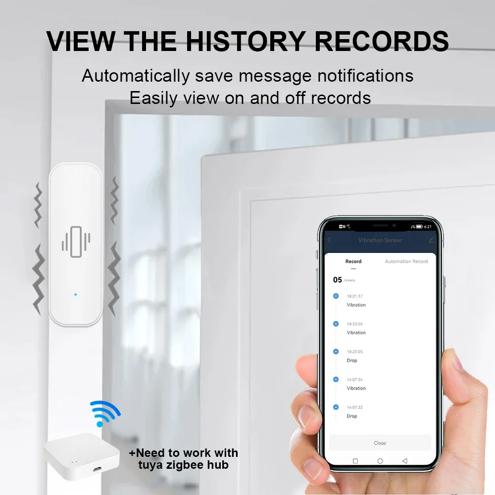 Smart ZigBee Vibration Sensor  - Home Security Monitor ulasan dan harga