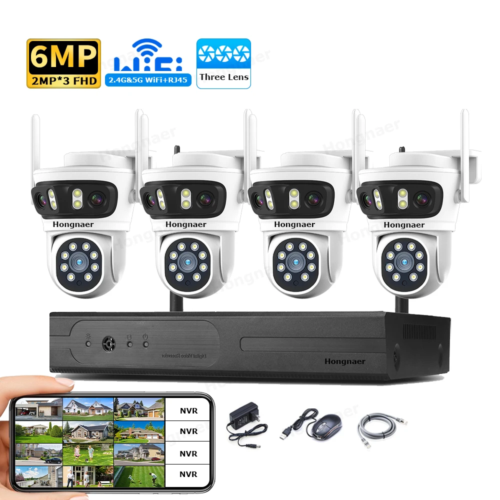 2026 Hongnaer 6MP 4CH 3 Lens 2 - Home Security With Camera ulasan dan harga