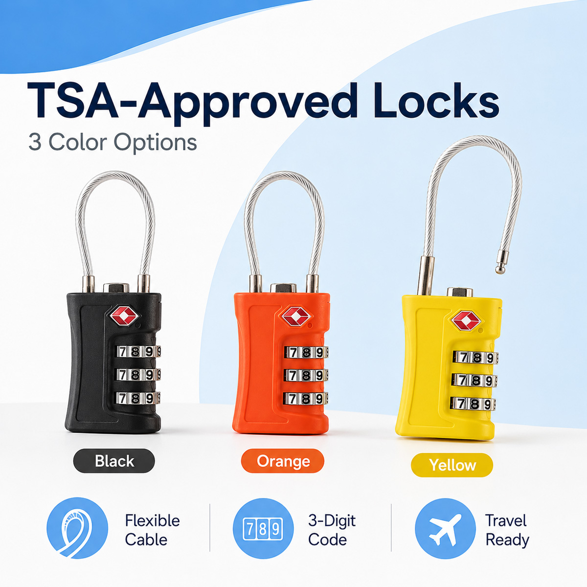 TSA Approved Luggage Lock 3 Di - Home Security Adt ulasan dan harga