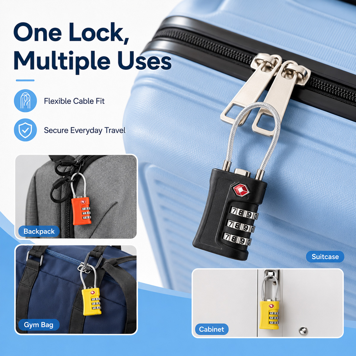 TSA Approved Luggage Lock 3 Di - Home Security Adt ulasan dan harga