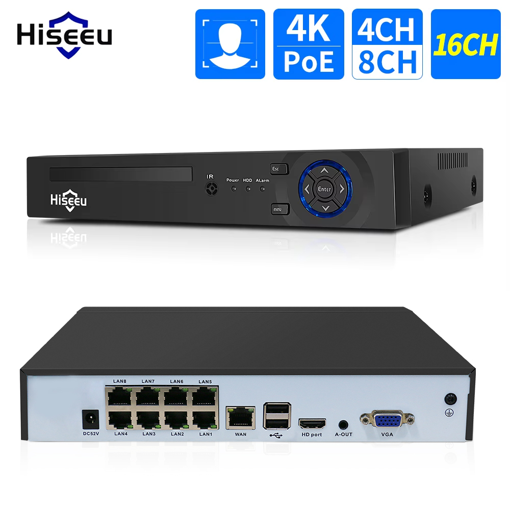 Hiseeu 4CH 10CH 16CH 4K 8MP 5M - Home Security With Camera ulasan dan harga