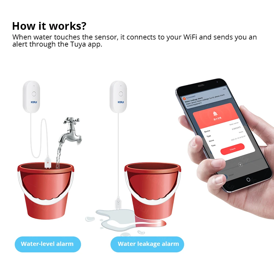KERUI WiFi Water Sensor Smart  - Home Security Monitor ulasan dan harga