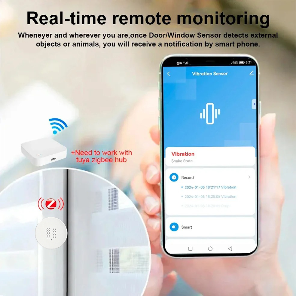 Tuya ZigBee Smart Vibration &  - Home Security Monitor ulasan dan harga