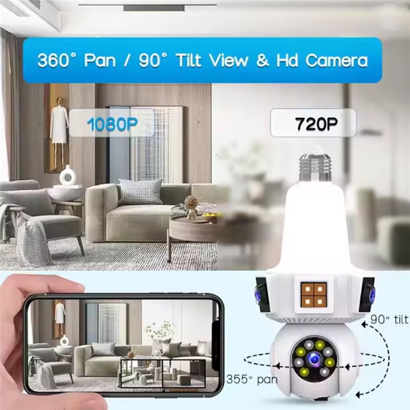【A08I】Dual Lens Mart Home Wire - Home Security Wireless Cameras ulasan dan harga