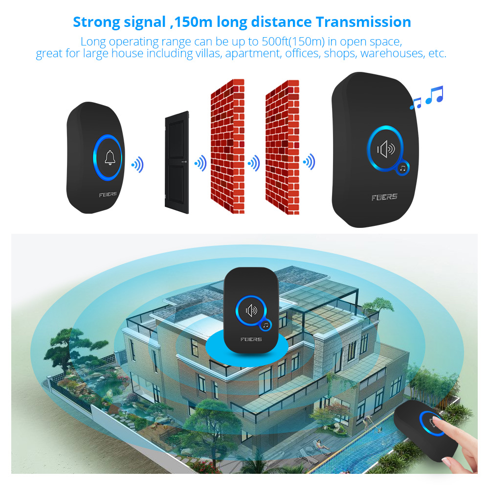 Fuers Wireless Doorbell Home W - Home Security Bell ulasan dan harga
