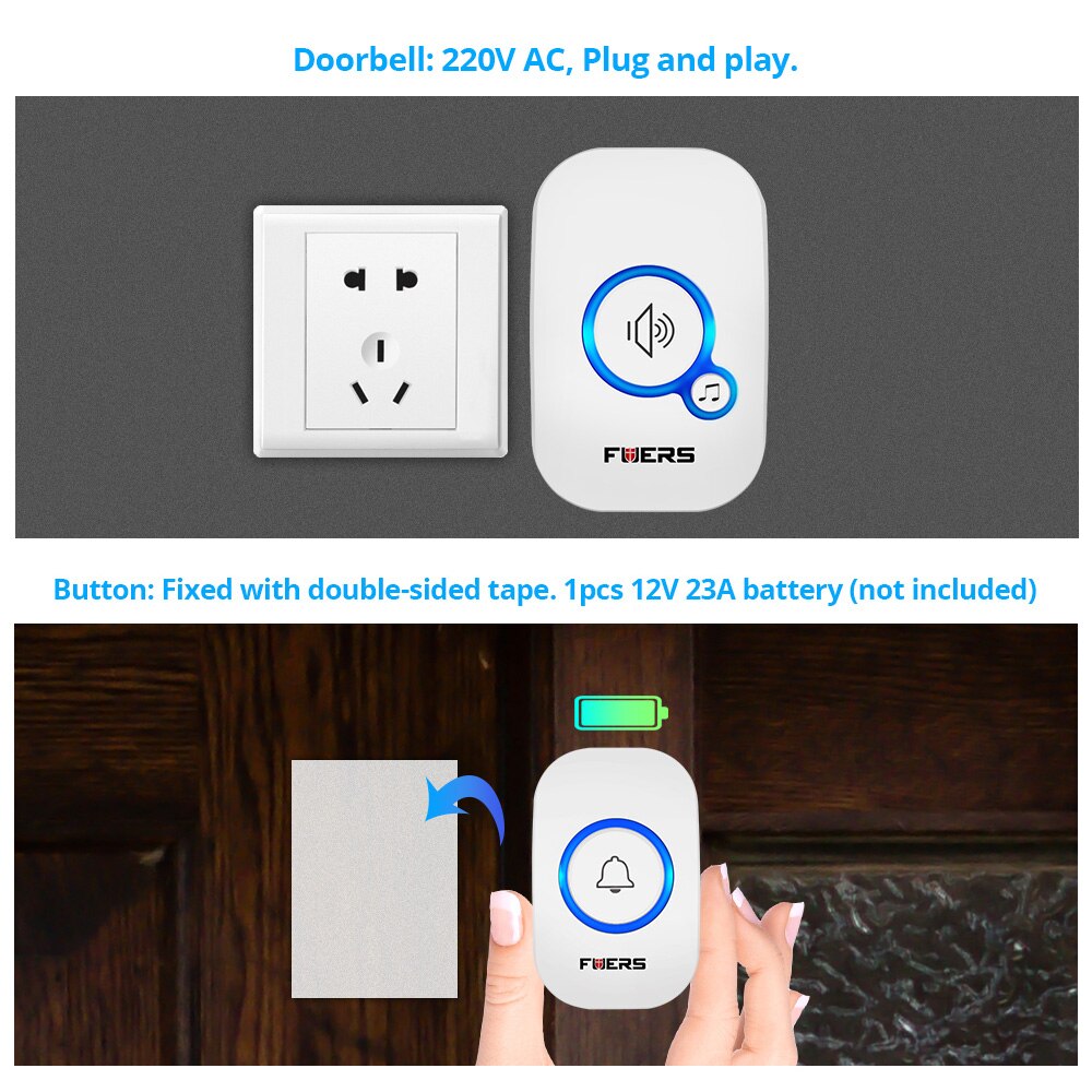 Fuers Wireless Doorbell Waterp - Home Security Bell ulasan dan harga